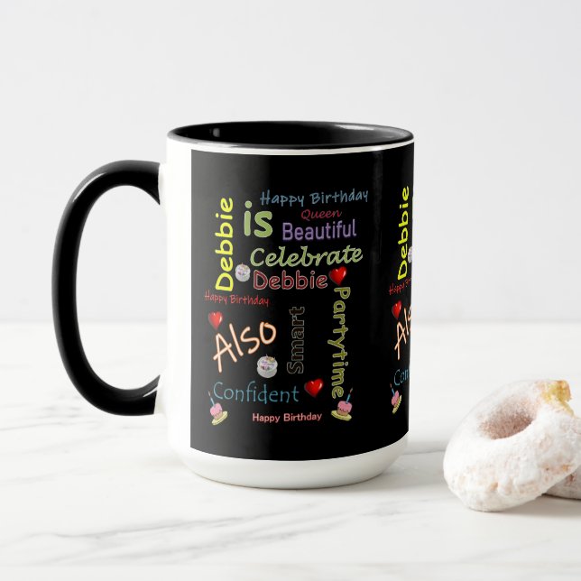 Joyeux anniversaire Mug Debbie (Avec donut)