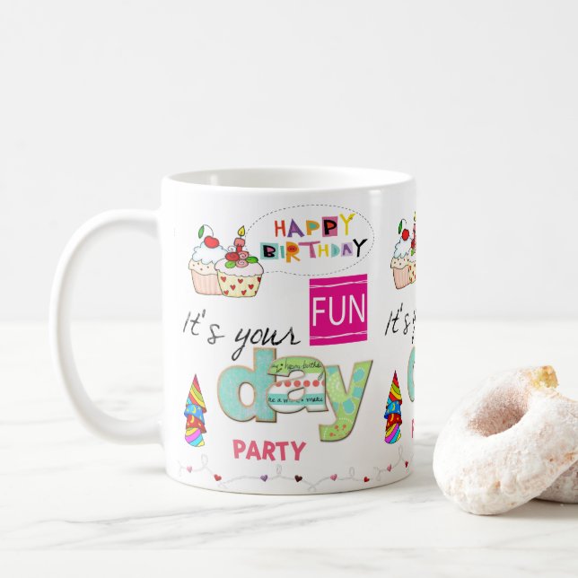 Joyeux anniversaire Mug FUN Cupcake (Avec donut)