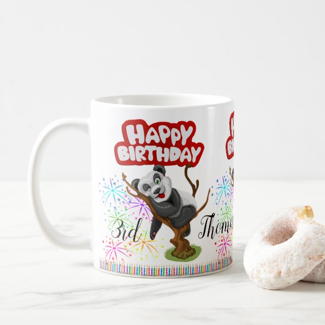 Joyeux Anniversaire Mug Panda Ours Bougies (Avec donut)