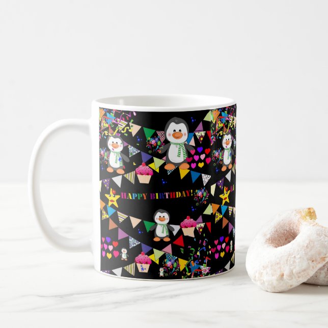 Joyeux Anniversaire Mug Penguin (Avec donut)