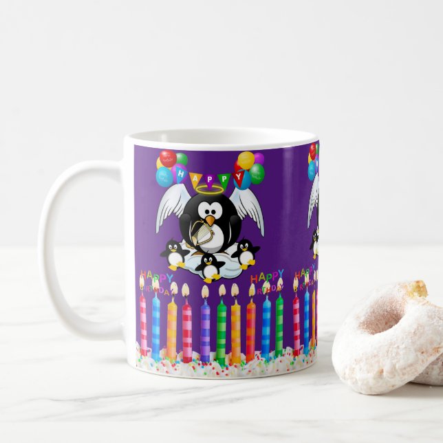 Joyeux Anniversaire Mug Penguin (Avec donut)