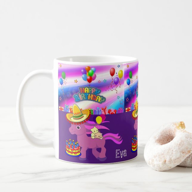 Joyeux Anniversaire Mug Pony (Avec donut)