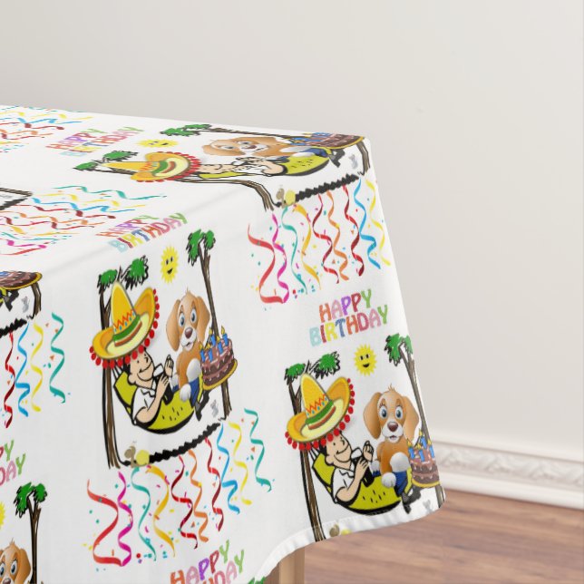 Joyeux Anniversaire Nappe Homme Chien Sombrero (In Situ)