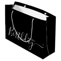 Joyeux Anniversaire Noir Blanc Élégant Grand Sac C