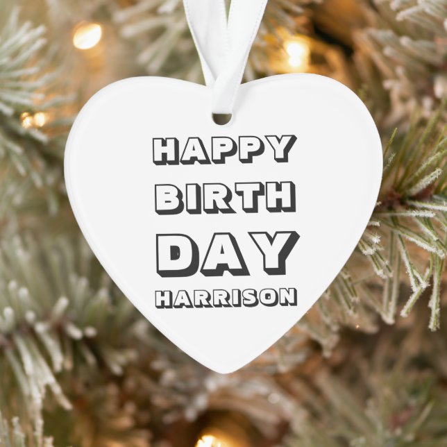Joyeux anniversaire noir blanc nom personnalisé No (Arbre)