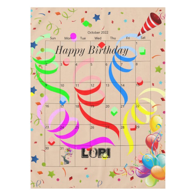 Joyeux anniversaire octobre 2022 Nappe (Devant)