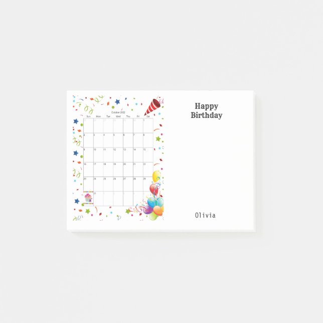 Joyeux anniversaire Octobre 2022 Post-it Notes (Devant)