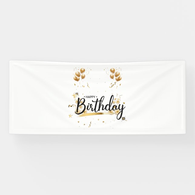 Joyeux Anniversaire Or Bannière Vinyle 2.5x6 (Horizontal)