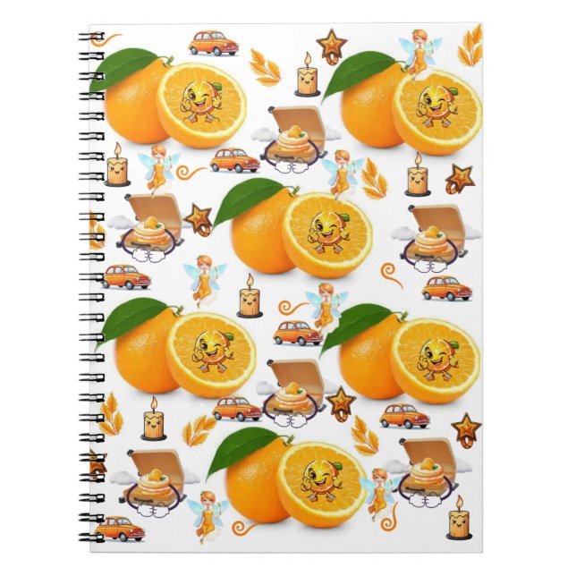 Joyeux Anniversaire Oranges Gâteau Fée Cahier (Devant)
