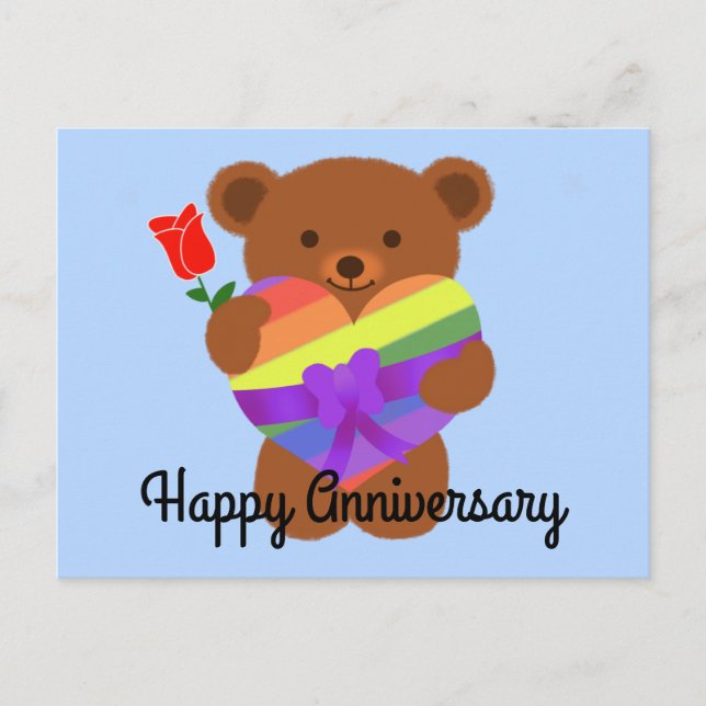 Joyeux Anniversaire Ourson Mignon #2 Carte Postale (Devant)