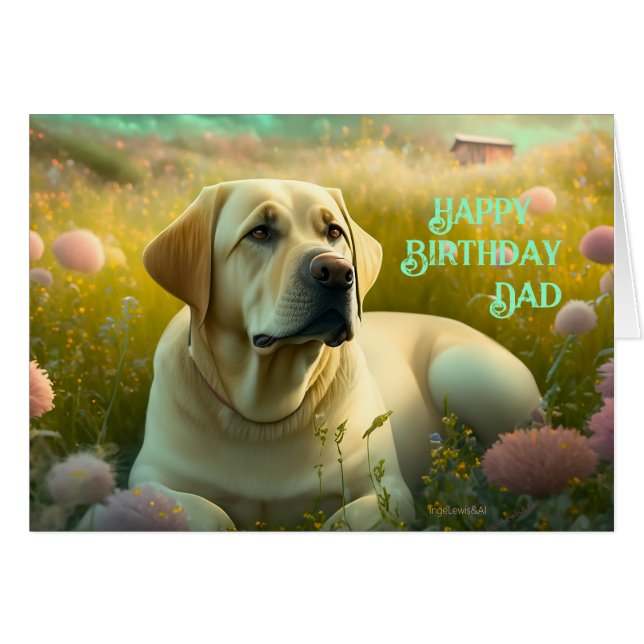 Joyeux anniversaire papa animal chien mignonne lab (Devant horizontal)