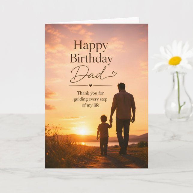 Joyeux Anniversaire Papa Carte Coucher de Soleil,  (Petite plante)