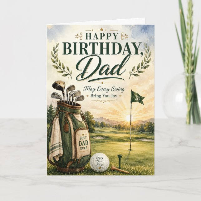 Joyeux Anniversaire Papa Carte de Golf avec Allée  (Devant)