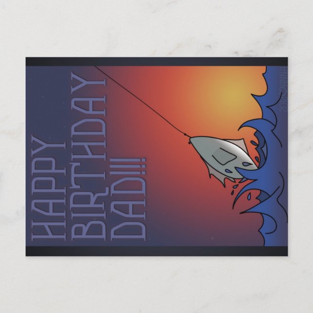 Joyeux anniversaire - Papa Pêche - Carte postale (Devant)