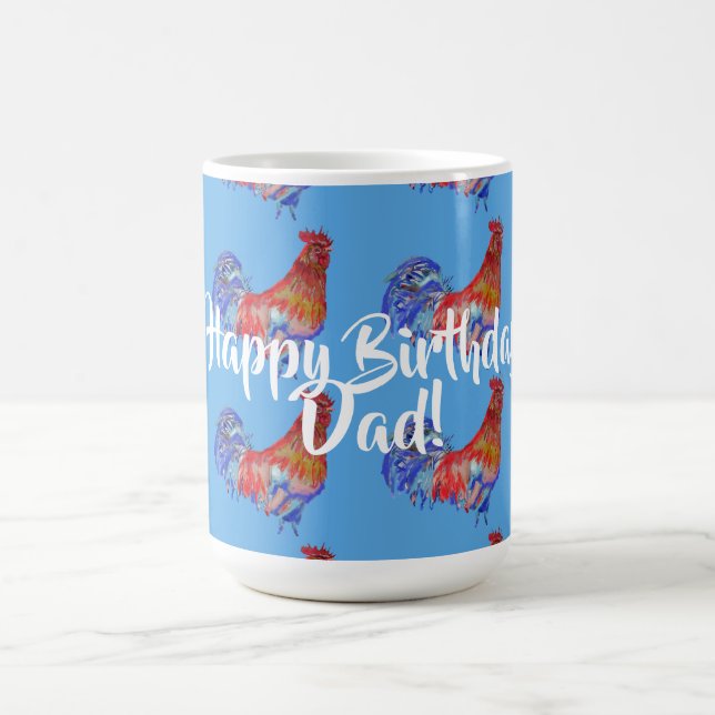 Joyeux anniversaire Papa Red Rooster Nom Mug (Centre)