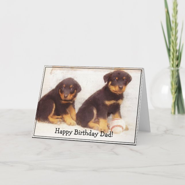 Joyeux anniversaire papa Rottweiler carte de voeux (Devant)