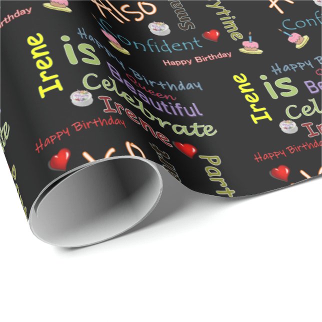 Joyeux Anniversaire Papier Cadeau Irene (Coin rond)