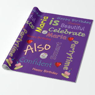 Joyeux Anniversaire Papier Cadeau Maria