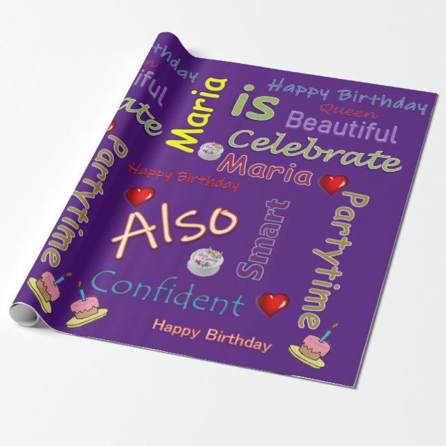 Joyeux Anniversaire Papier Cadeau Maria (Déroulé)