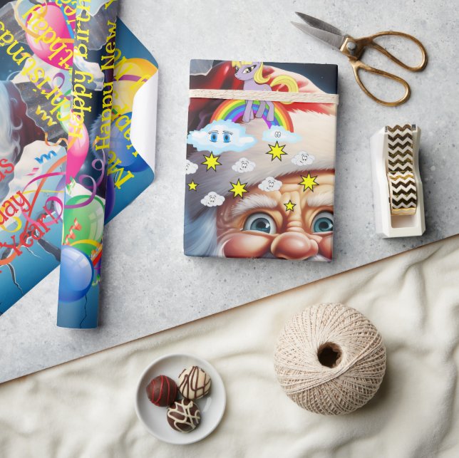 Joyeux Anniversaire Papier Cadeau Noël Licorne (Artisanat)
