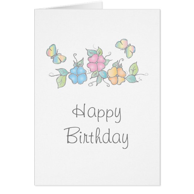 Joyeux Anniversaire, Papillon aquarelle florale (Devant)