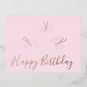 Joyeux Anniversaire Papillons Pink Foil Vacances