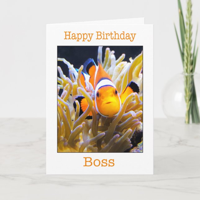 Joyeux Anniversaire Patron Carte Poisson Clown (Devant)