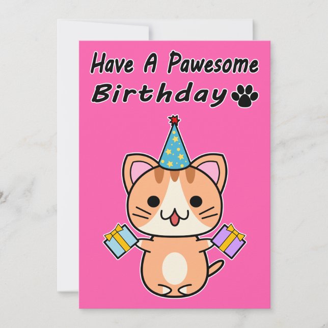 Joyeux Anniversaire Pawesome - Chat Tigré Roux (Devant)