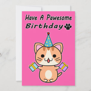 Joyeux Anniversaire Pawesome - Chat Tigré Roux
