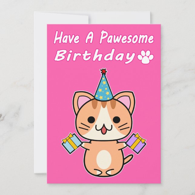 Joyeux Anniversaire Pawesome - Chat Tigré Roux (Devant)