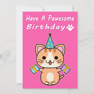 Joyeux Anniversaire Pawesome - Chat Tigré Roux