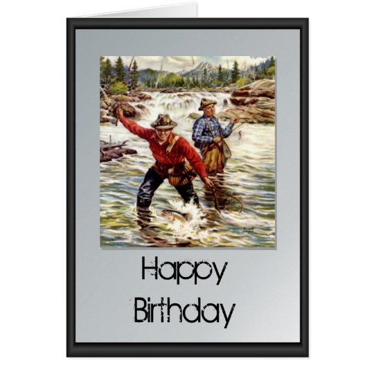  Joyeux  anniversaire  p che en rivi re  carte de v ux Zazzle