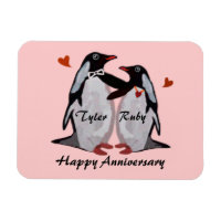Joyeux Anniversaire Penguin Love Premium Magnet