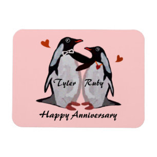 Joyeux Anniversaire Penguin Love Premium Magnet