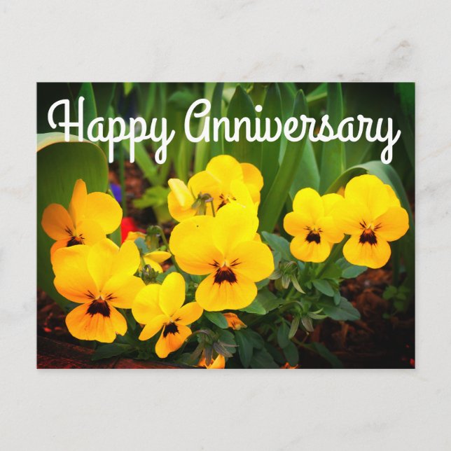 Joyeux Anniversaire Pensée Jaune #1 Carte Postale (Devant)
