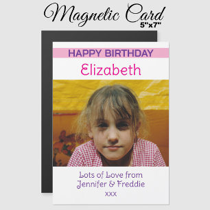Joyeux Anniversaire photo nom carte magnétique vio