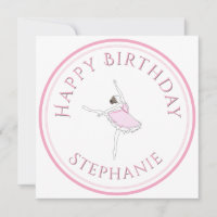 Joyeux anniversaire Pink Ballerina Dancer Girl