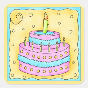 Joyeux Anniversaire Pink Cake Sticker 1er