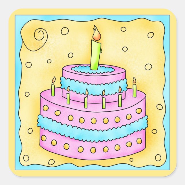 Joyeux Anniversaire Pink Cake Sticker 1er (Devant)