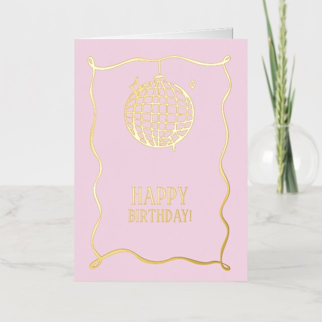 Joyeux anniversaire Pink Foilf Invitation (Recto)