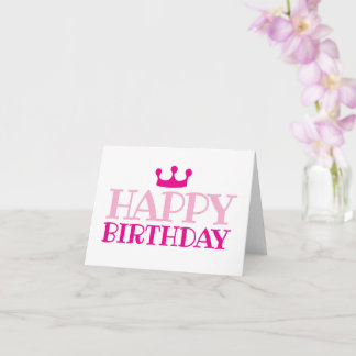 Joyeux Anniversaire Pink Princess Girl Carte pliée