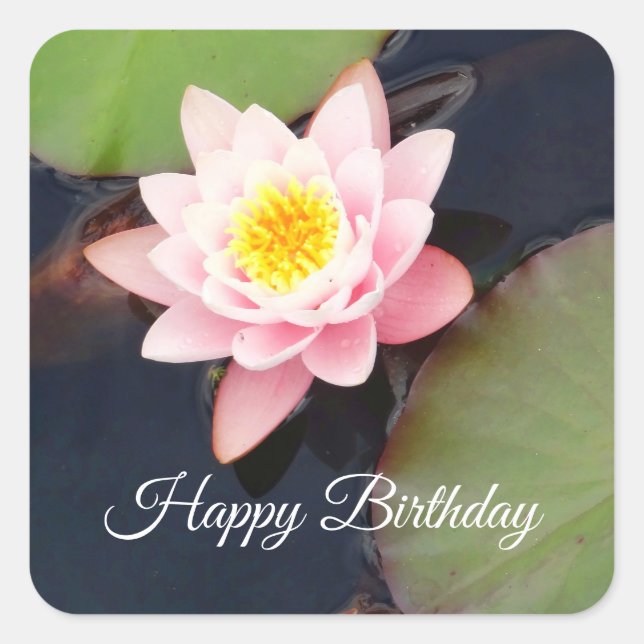 Joyeux Anniversaire Pink Water Lily #1-2 Stickers (Devant)