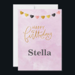 Joyeux anniversaire pour son invitation<br><div class="desc">Invitation d'anniversaire pour elle ! Le nom est modifiable sur le devant. L'information sur le dos est également personnalisable.</div>