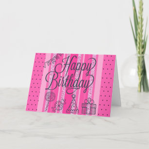 Joyeux anniversaire pour vous carte musicale rose
