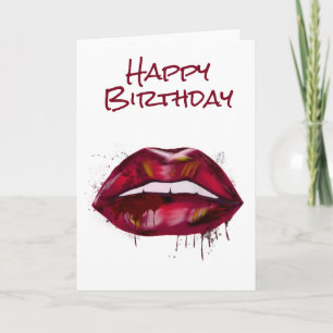 Joyeux Anniversaire Red Lips Carte de goutte