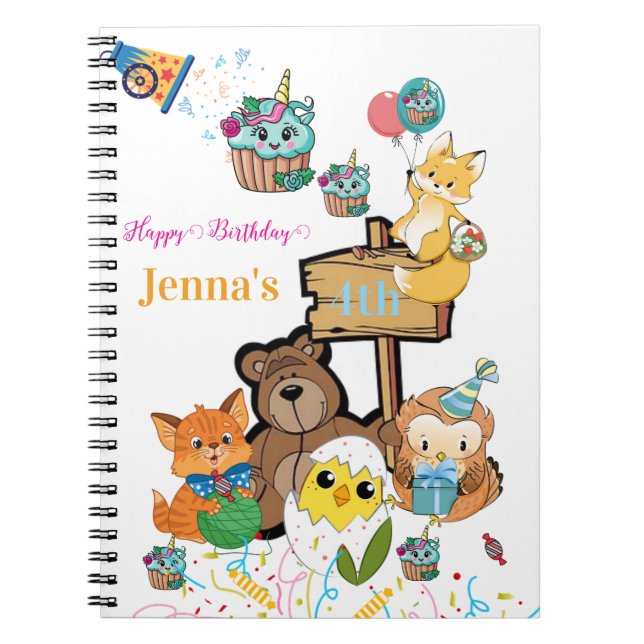 Joyeux Anniversaire Renard Ours en Peluche Cahier  (Devant)