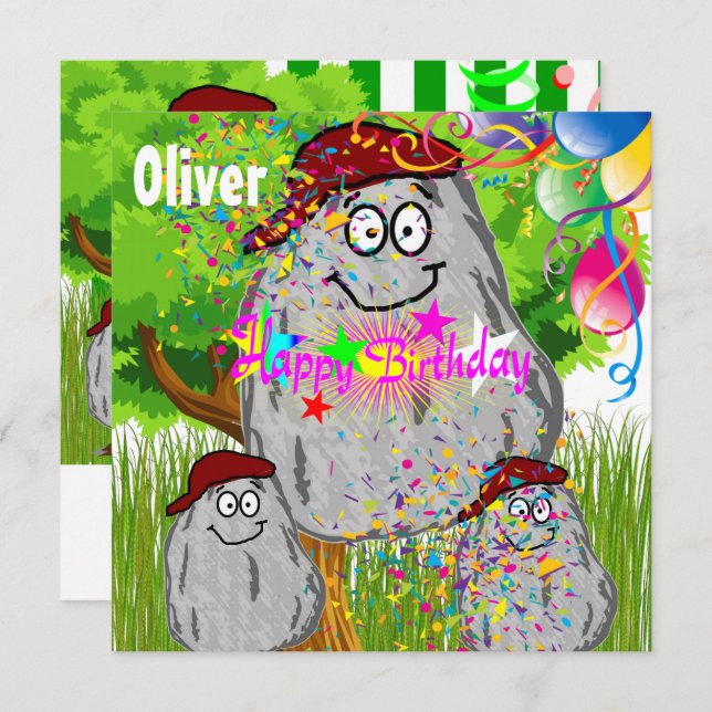 Joyeux Anniversaire Rock Potato Carte Invitation B (Devant / Derrière)