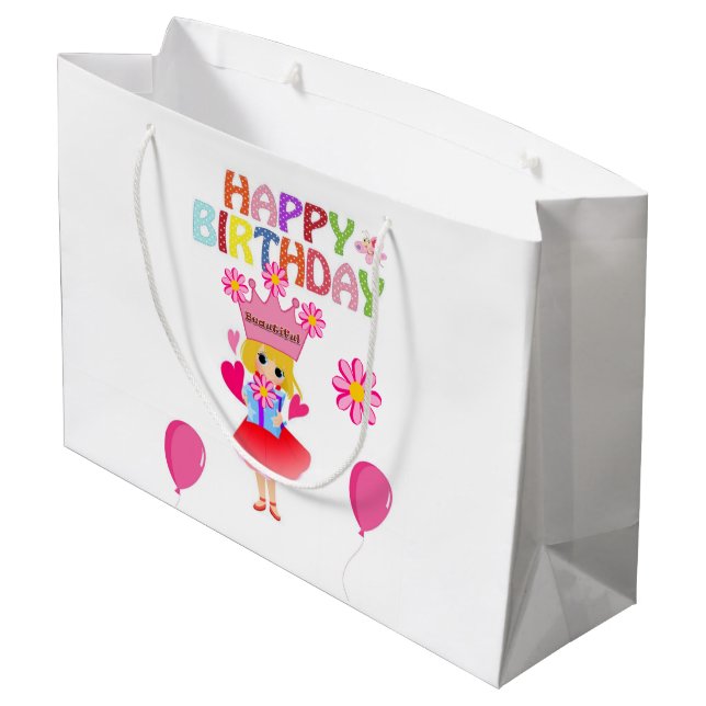 Joyeux Anniversaire Sac cadeau Princesse (Dos Angle)