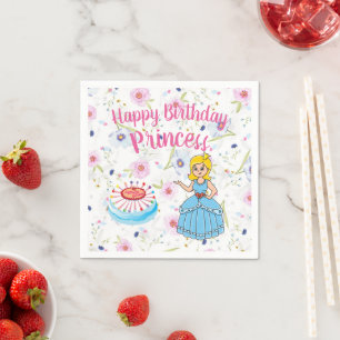 Joyeux Anniversaire Serviette en Papier Princesse