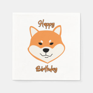 Joyeux Anniversaire Shiba Inu Serviettes en papier